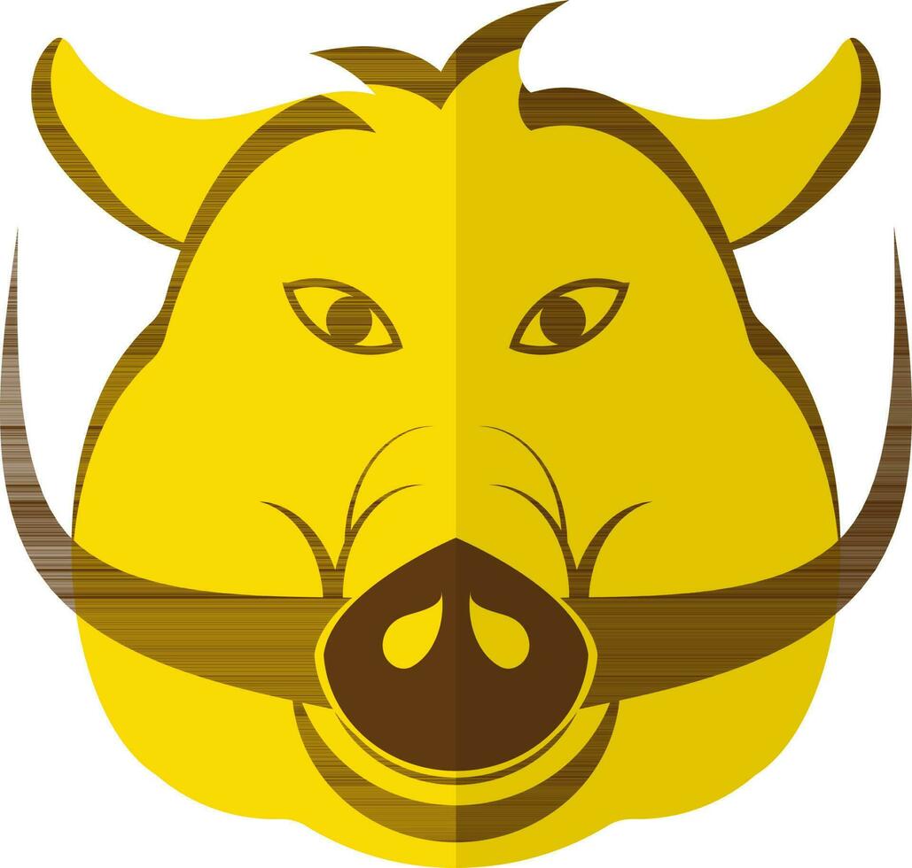 Pig face icon in chinese zodiac sign in half shadow. vector