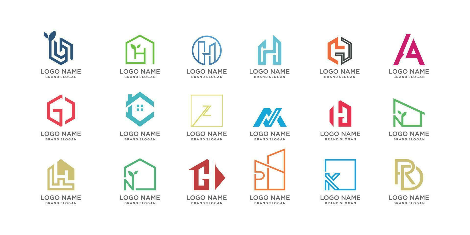 conjunto de negocio logo diseño colección con creativo idea vector
