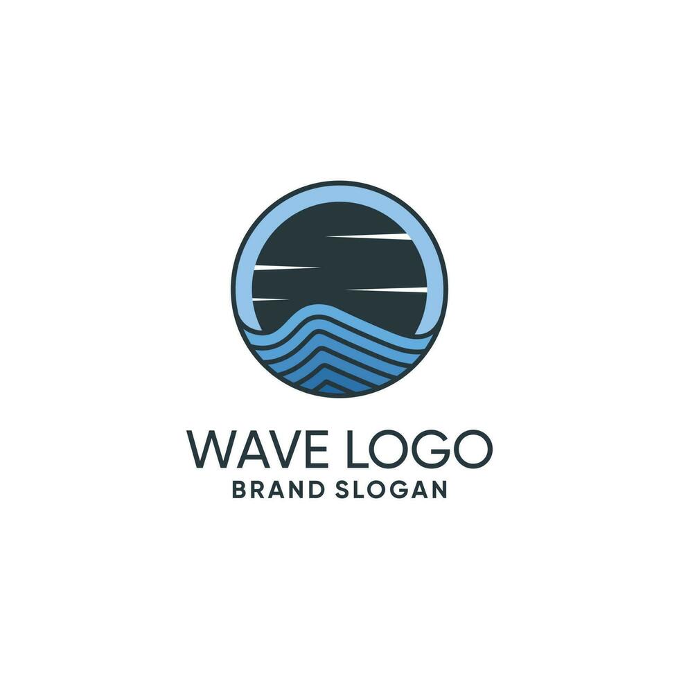 Wave logo emblem design vector with creative unique idea