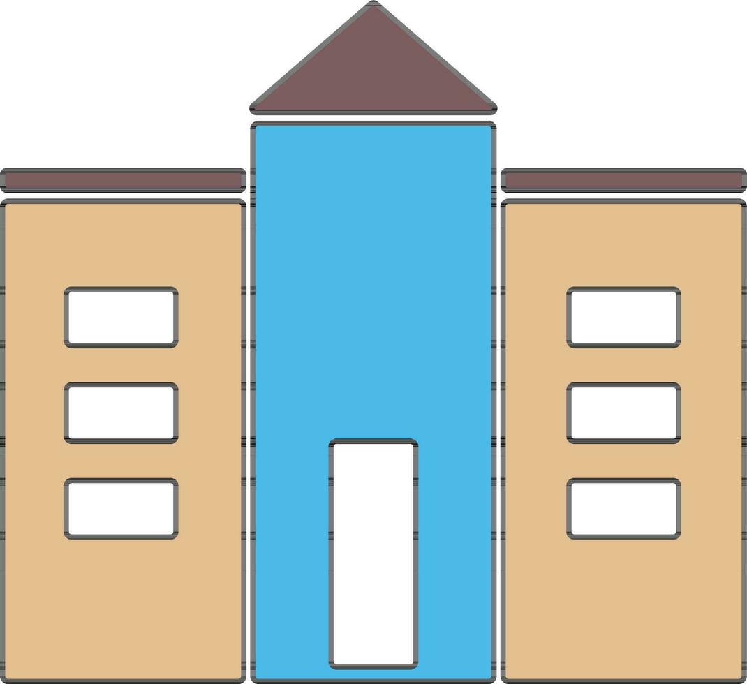 Cream and blue color building. vector