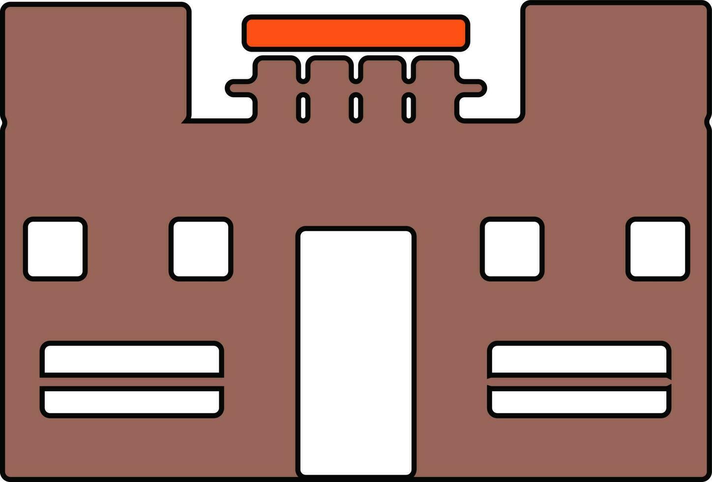 White and brown building. vector