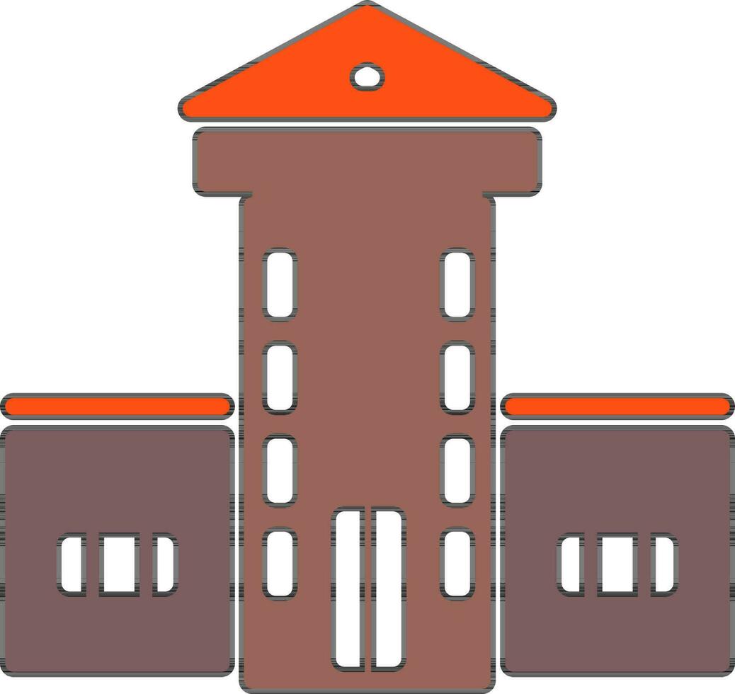 Building in brown and orange color. vector