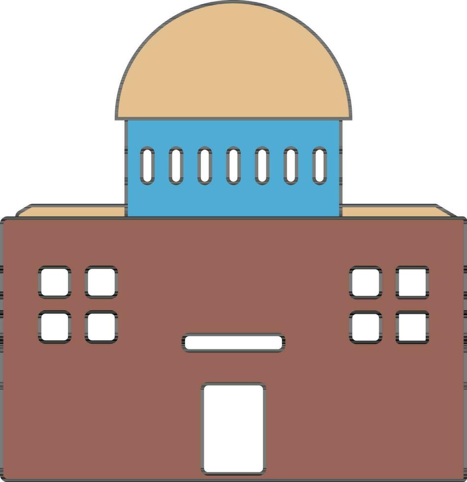 Building in brown and blue color. vector
