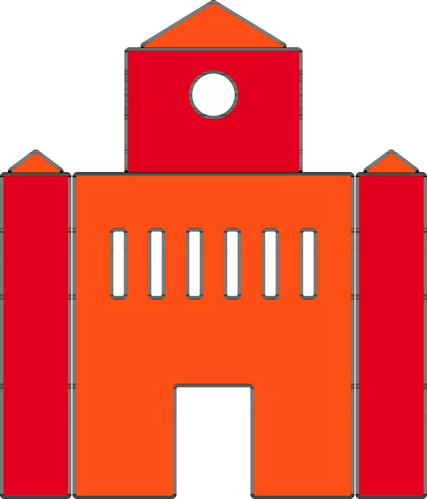 Shiny red and orange building. vector