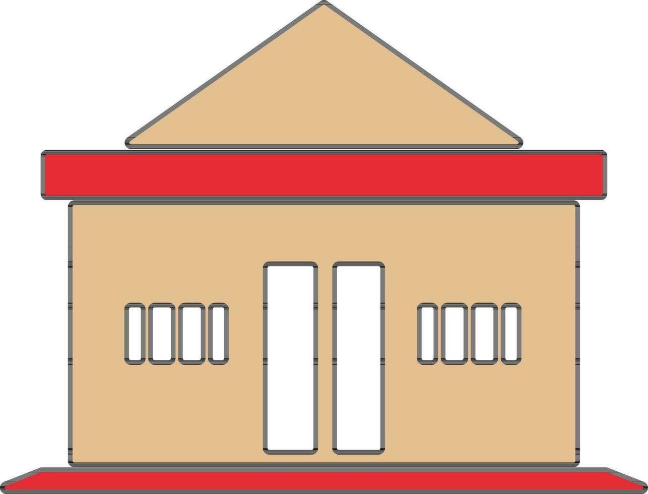 Shiny cream and red building. vector