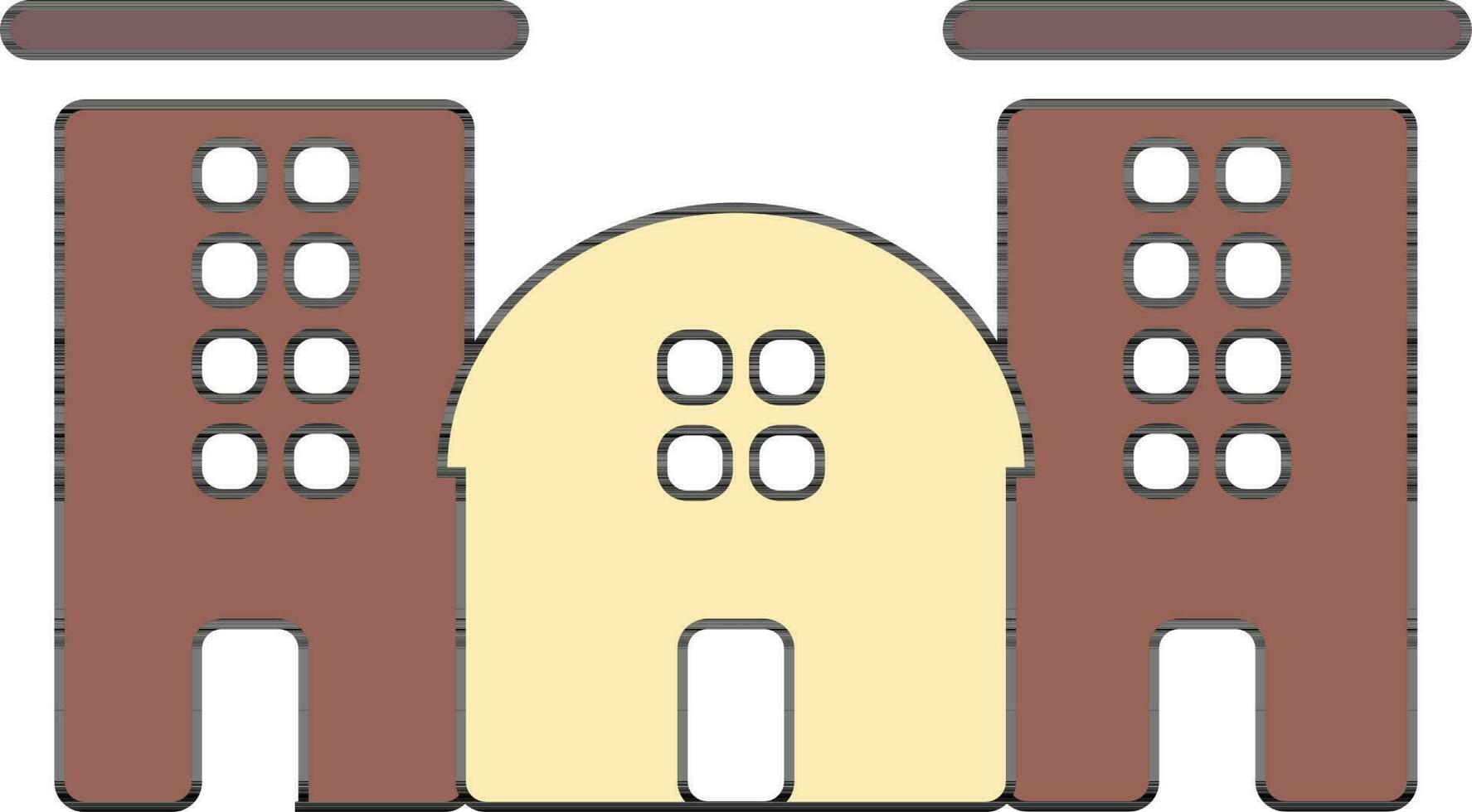 Building in cream and brown color. vector