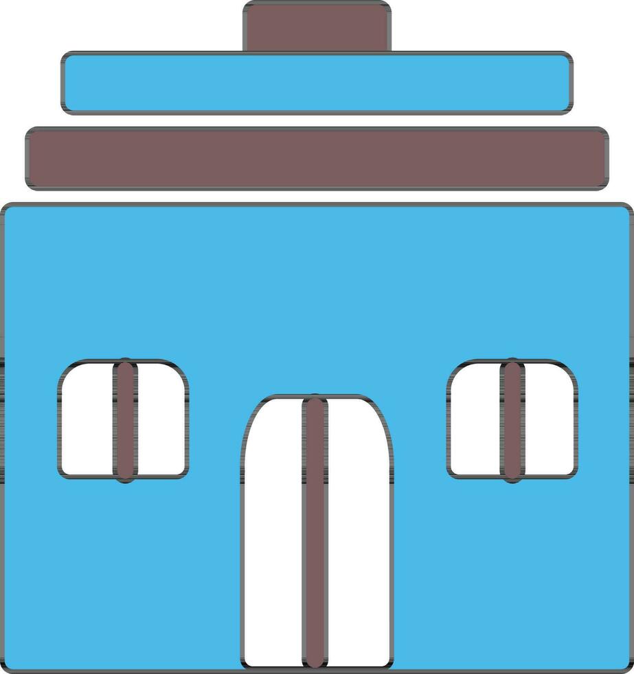 Building in blue and brown color. vector