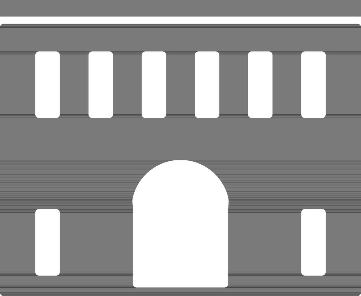 Black and white building in flat style. vector