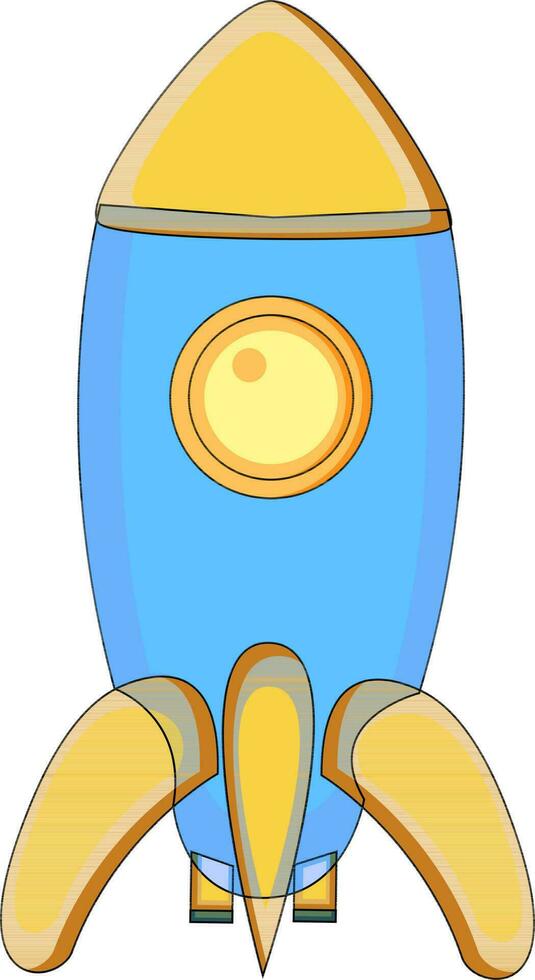 Rocket in blue and yellow color. vector