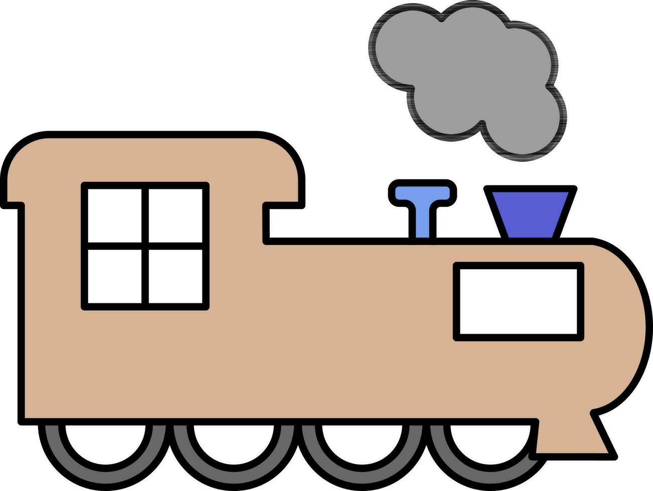 Left side view of Steam Train. vector