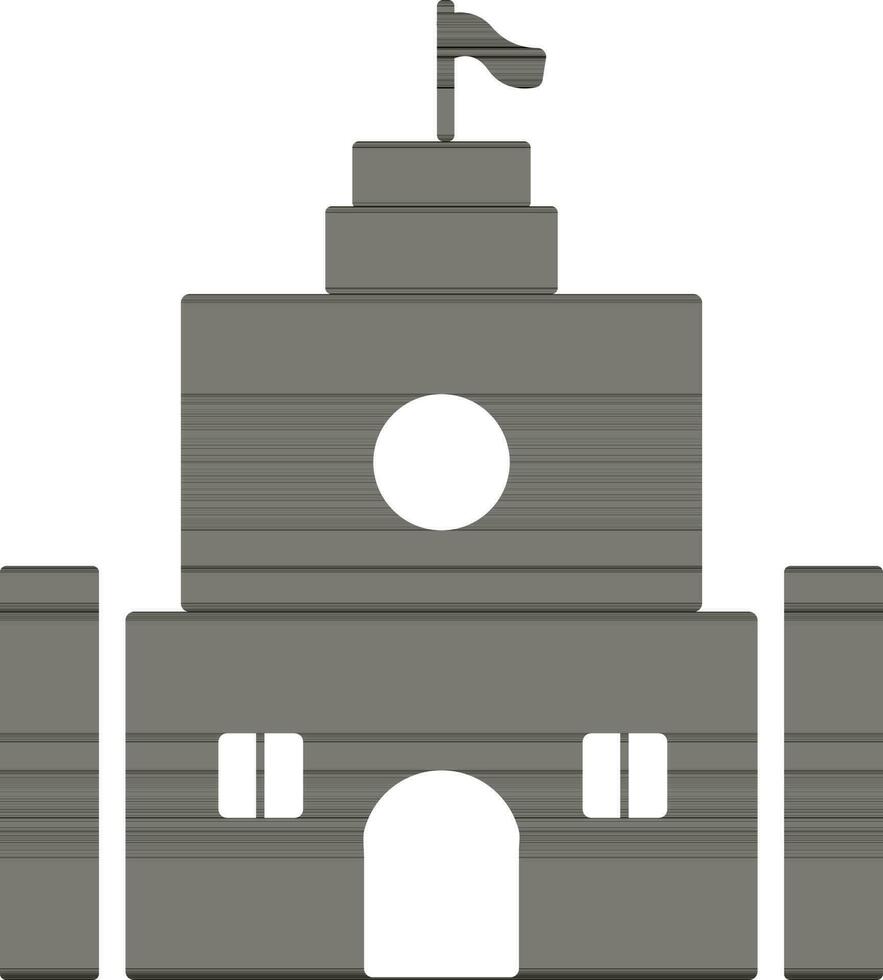 Black and white fort in flat style illustration. vector