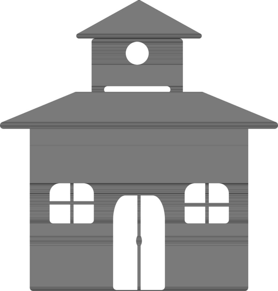 Black and white building in flat style. vector