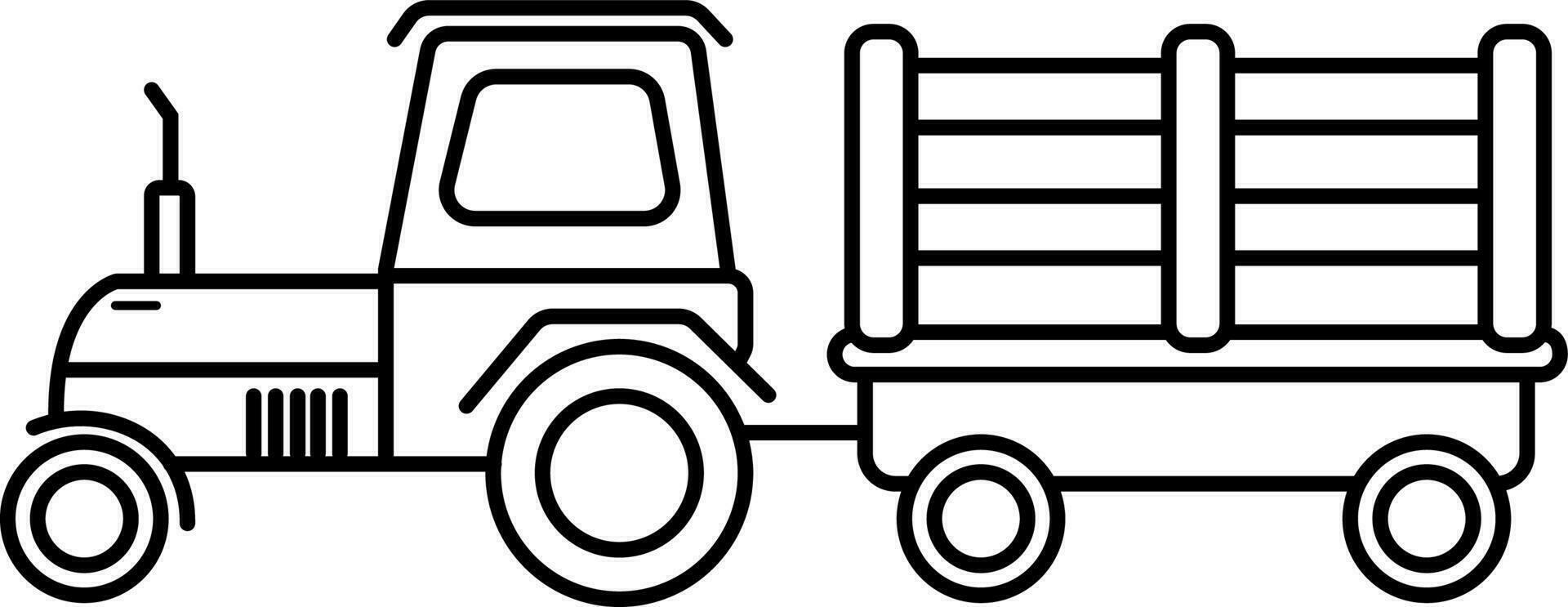Line art illustration of a Tractor. vector