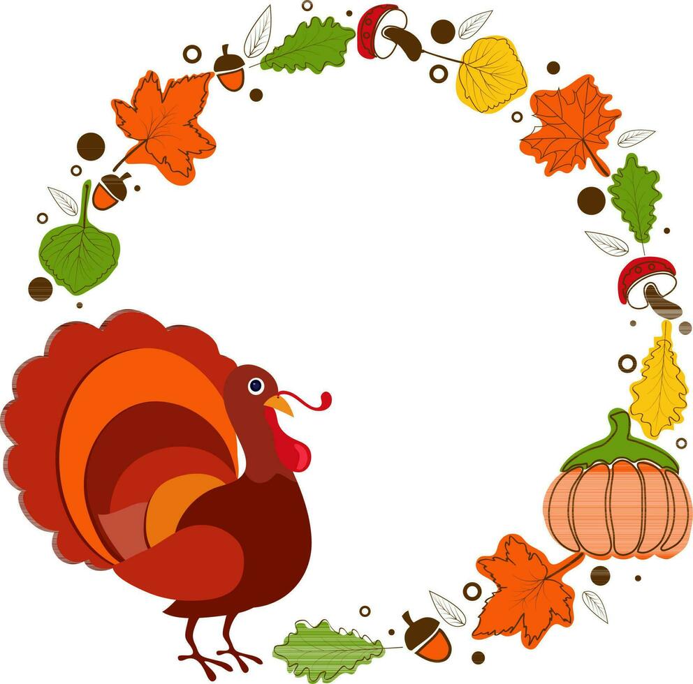 Illustration of turkey bird with other elements. vector