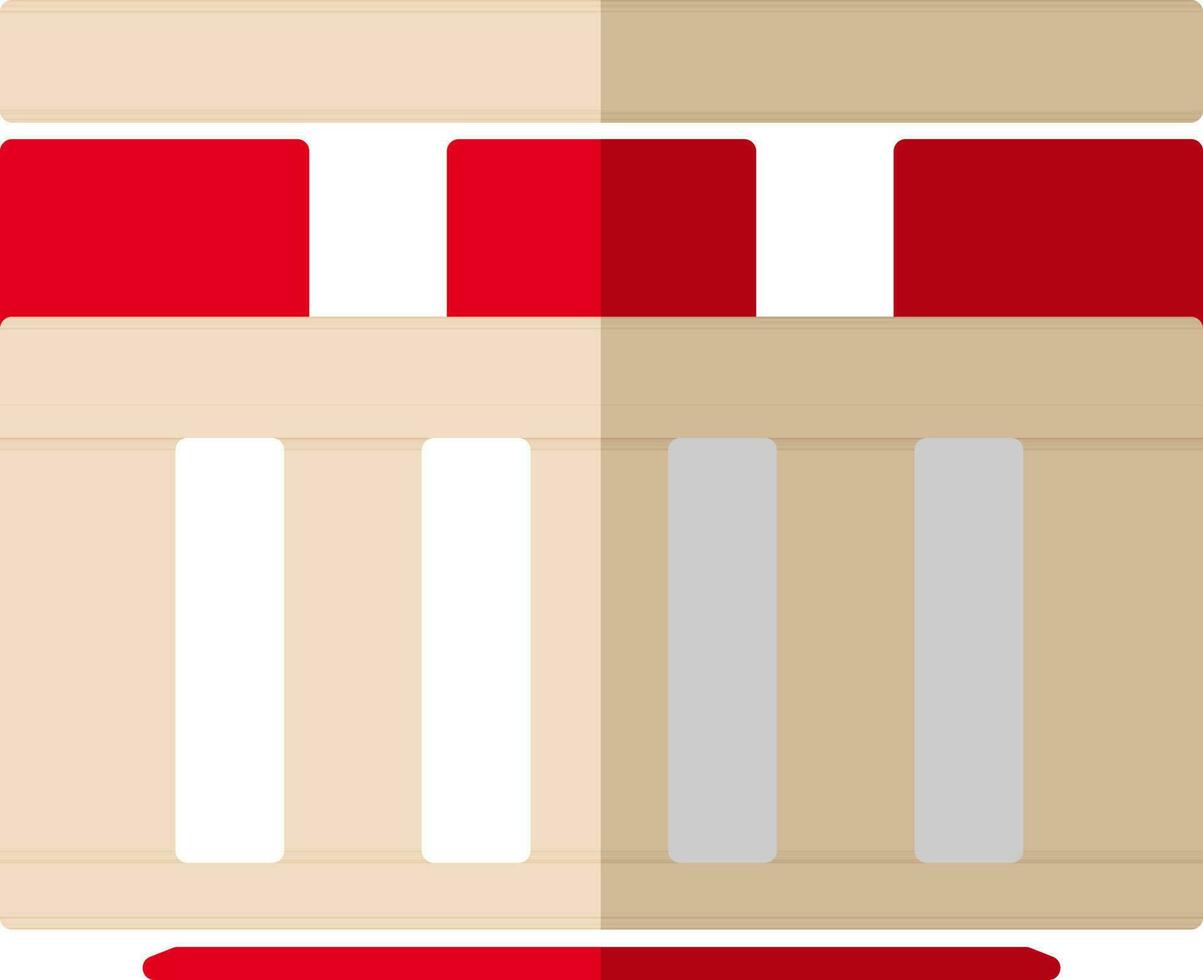 brillante rojo y blanco edificio en plano ilustración. vector