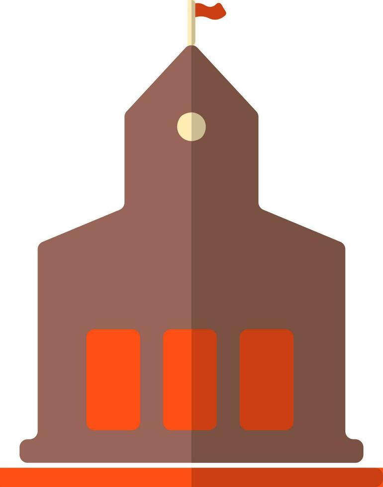 Orange and brown castle in flat illustration. vector