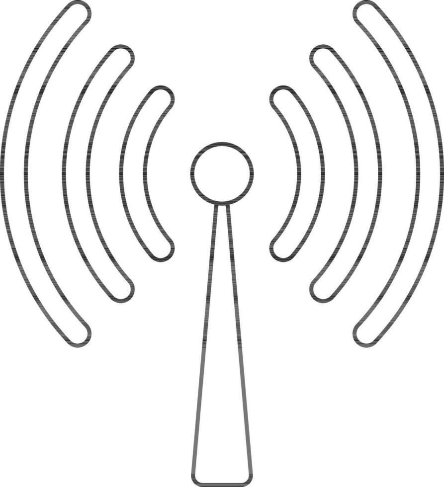 Black line art antenna on white background. vector