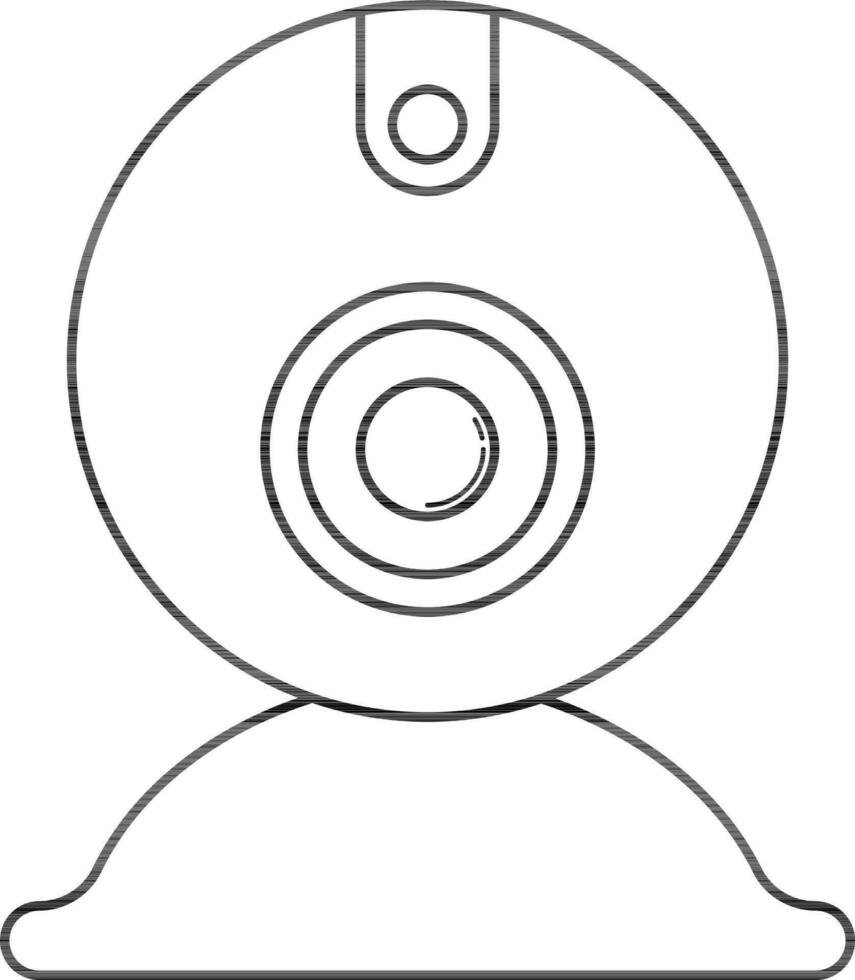 Black line art web camera icon. vector