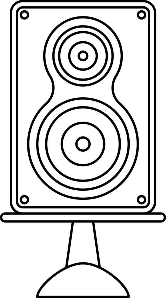 Black line art audio sound speaker. vector