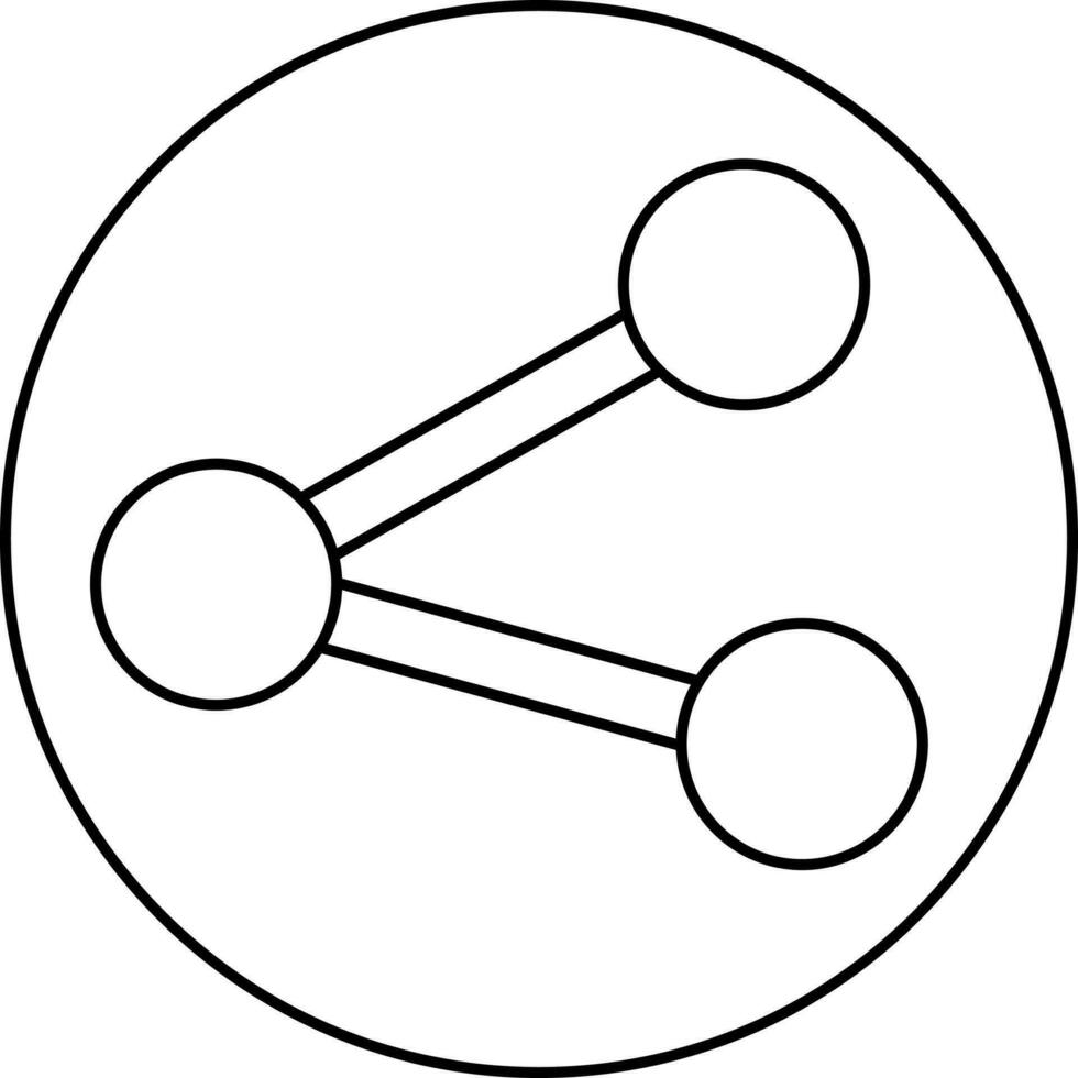 Black line art share symbol on circle. vector