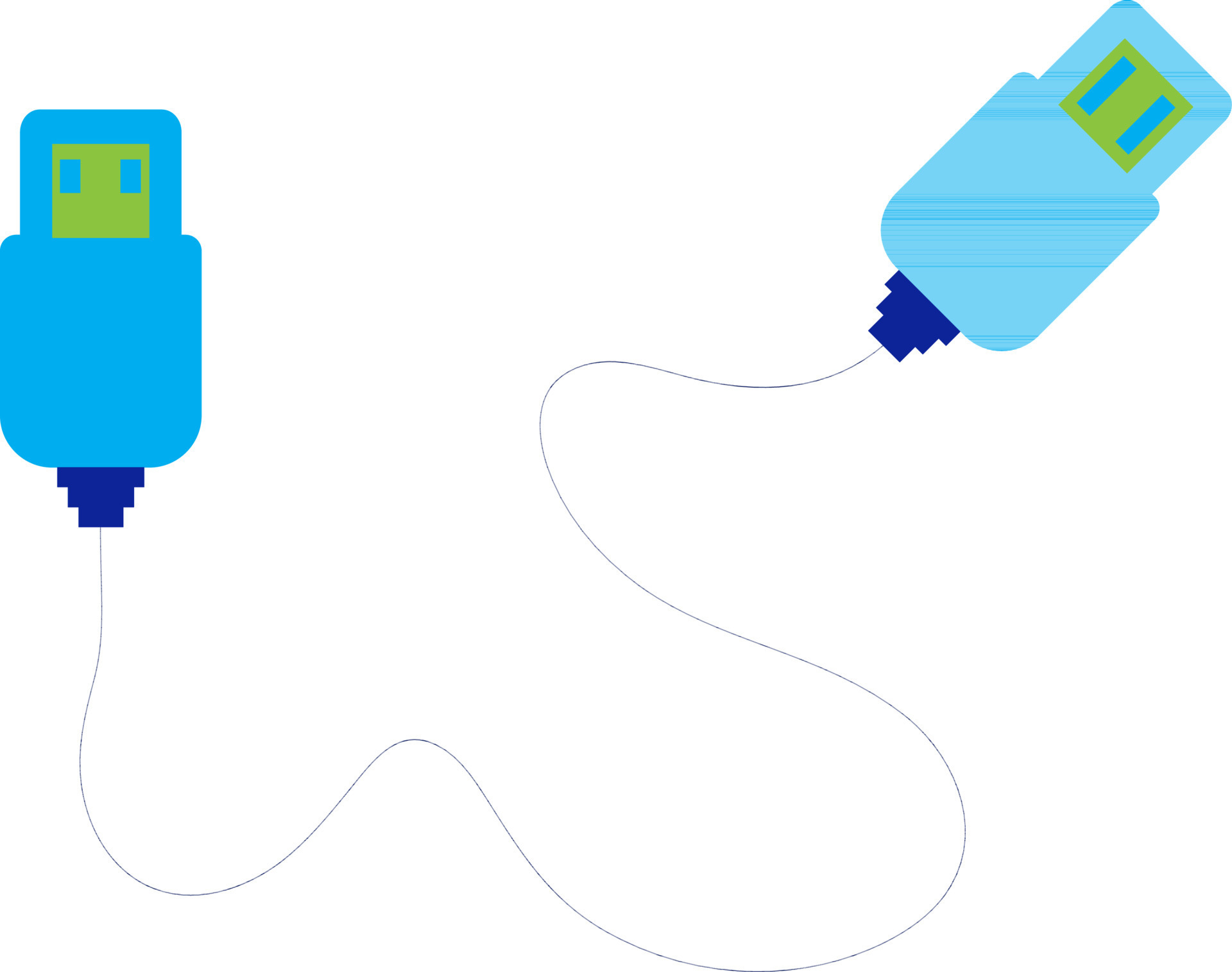 Usb cable in blue and green color. 24384927 Vector Art at Vecteezy