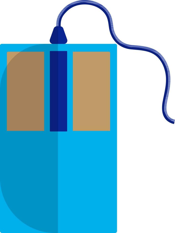 Flat style mouse in blue and brown color. vector