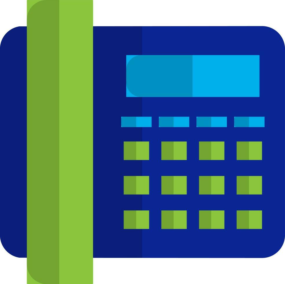 Blue and green telephone in flat style. vector