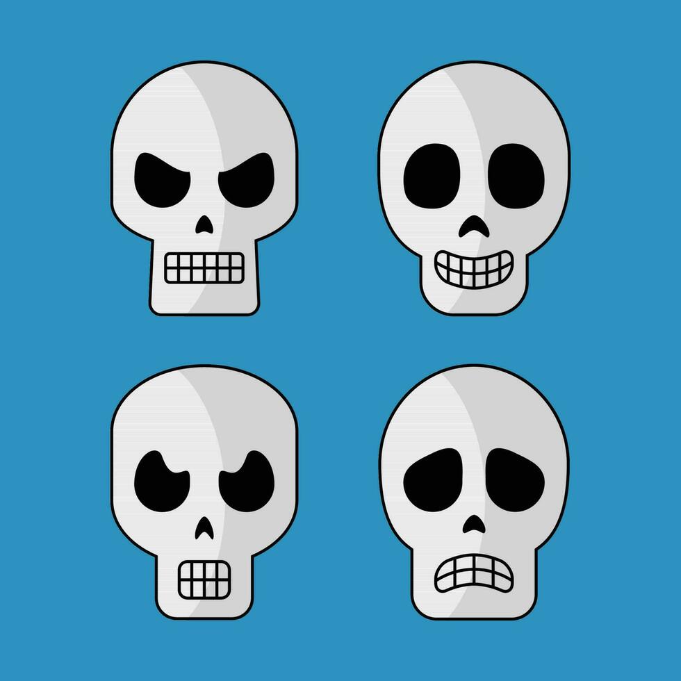 Editable Skulls with Different Expressions Vector