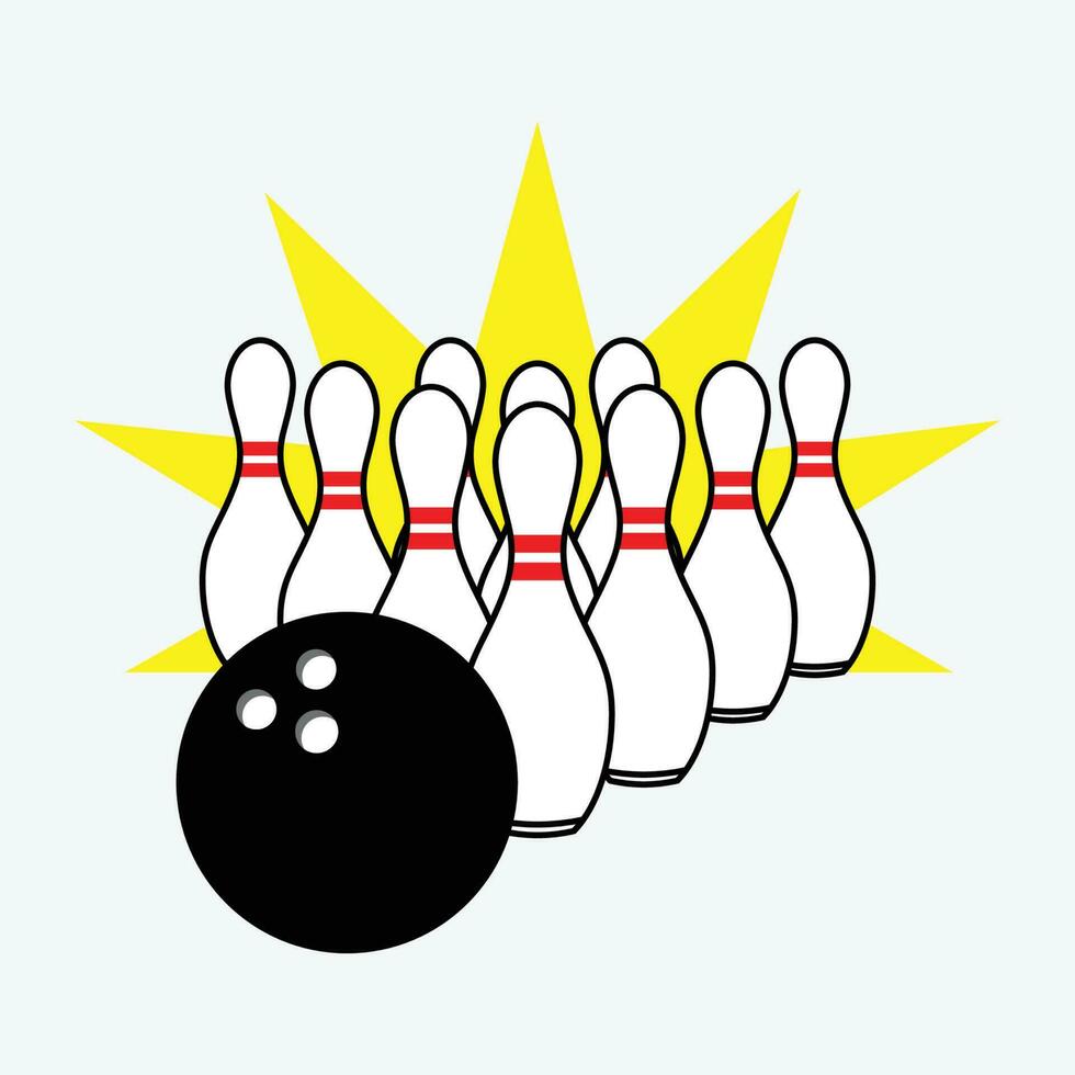 Illustration of Bowling Ball and Pins Set Vector
