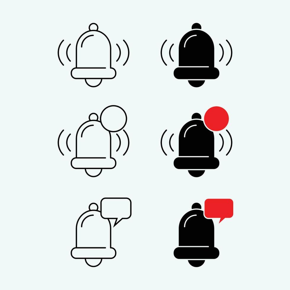 Editable Illustration of Notification Bell Icons Vector