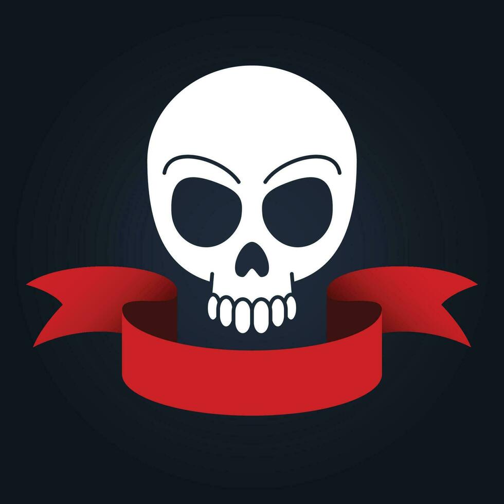 Editable Illustration of Skull with Banner Vector