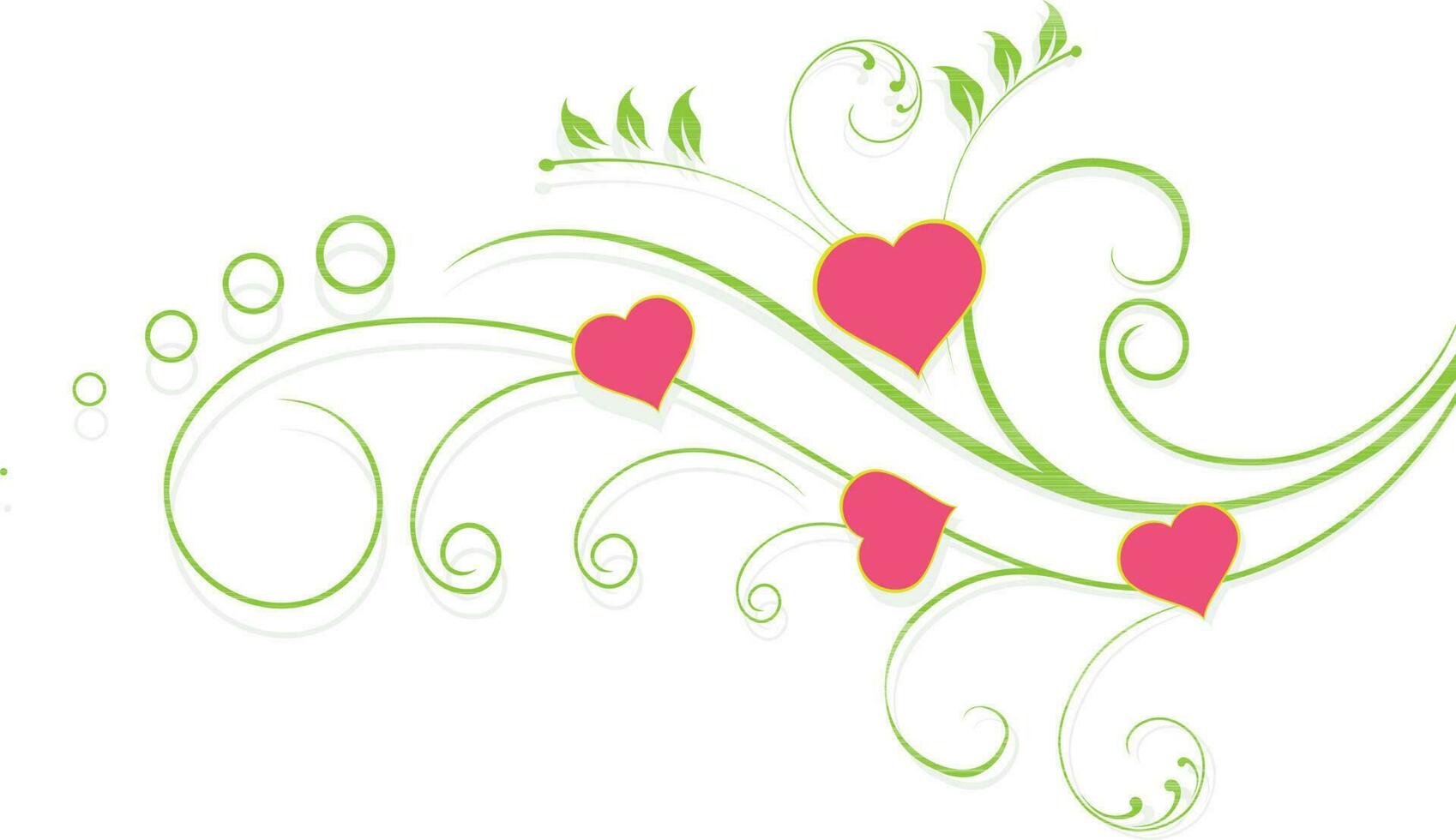 Red heart decorated floral design. vector