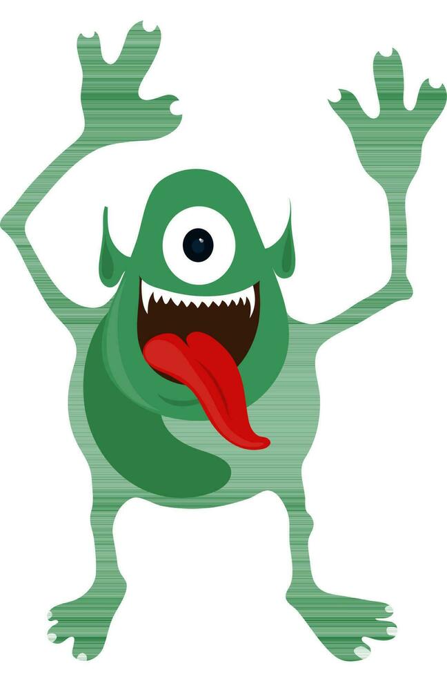 Green halloween monster with red tounge. vector