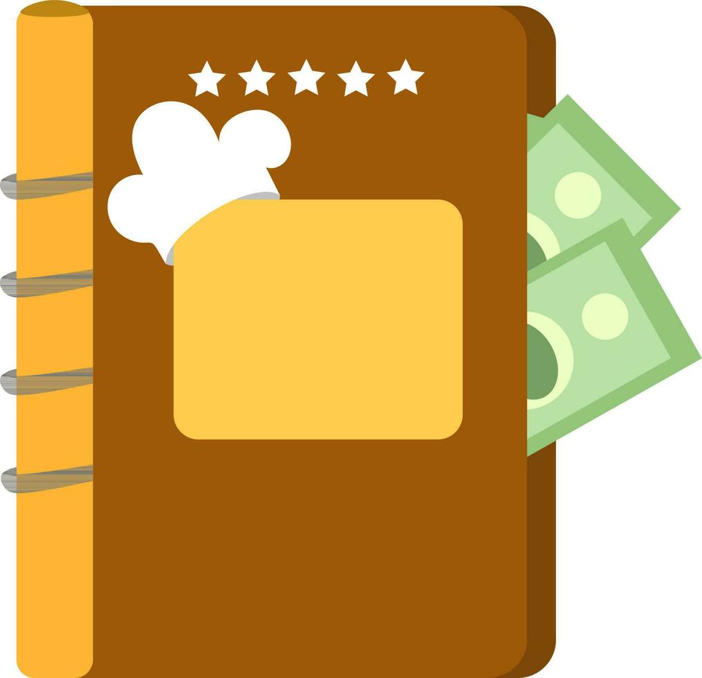 Restaurant bill folder with money. vector