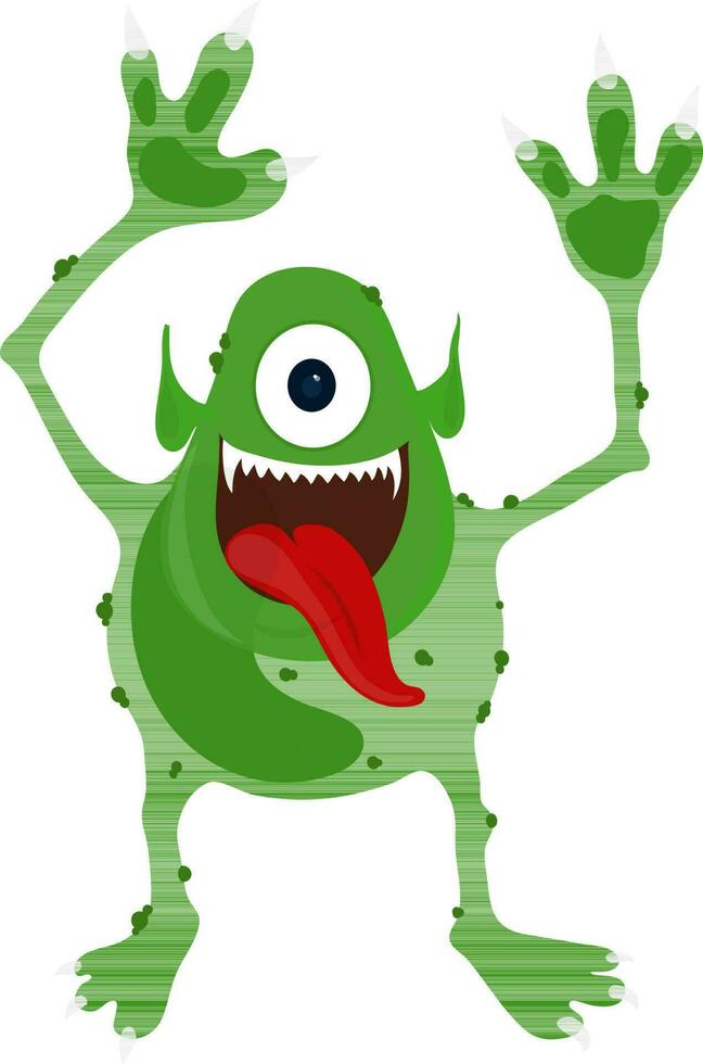 Green one eyed monster for Halloween concept. vector