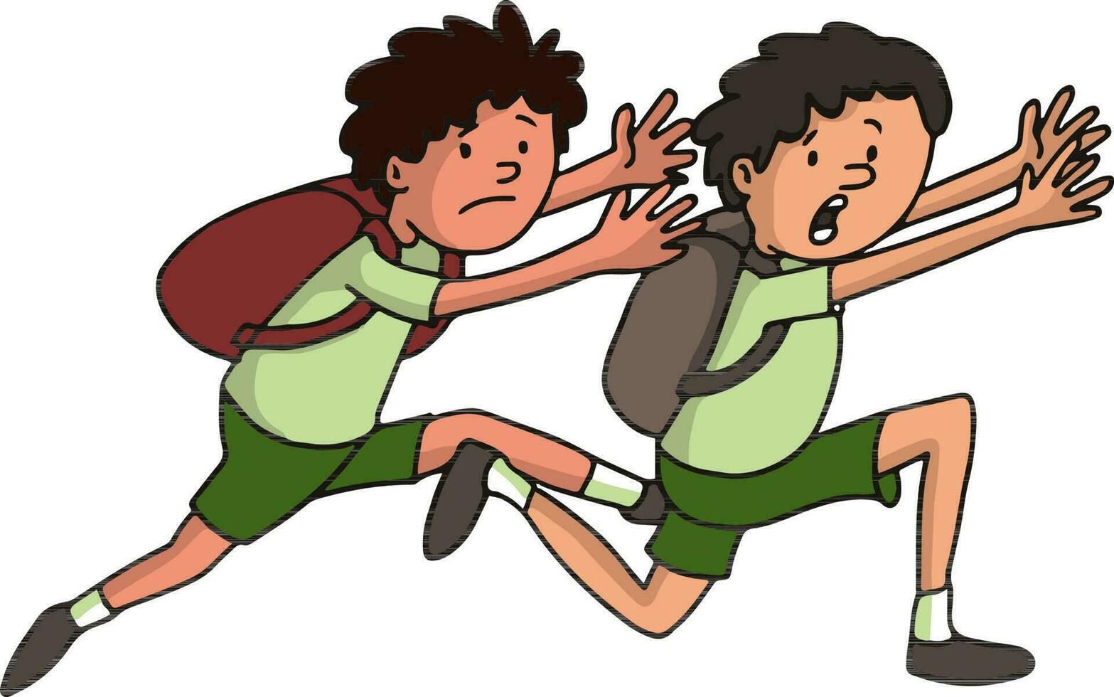 Illustration of running boys in school uniform. vector