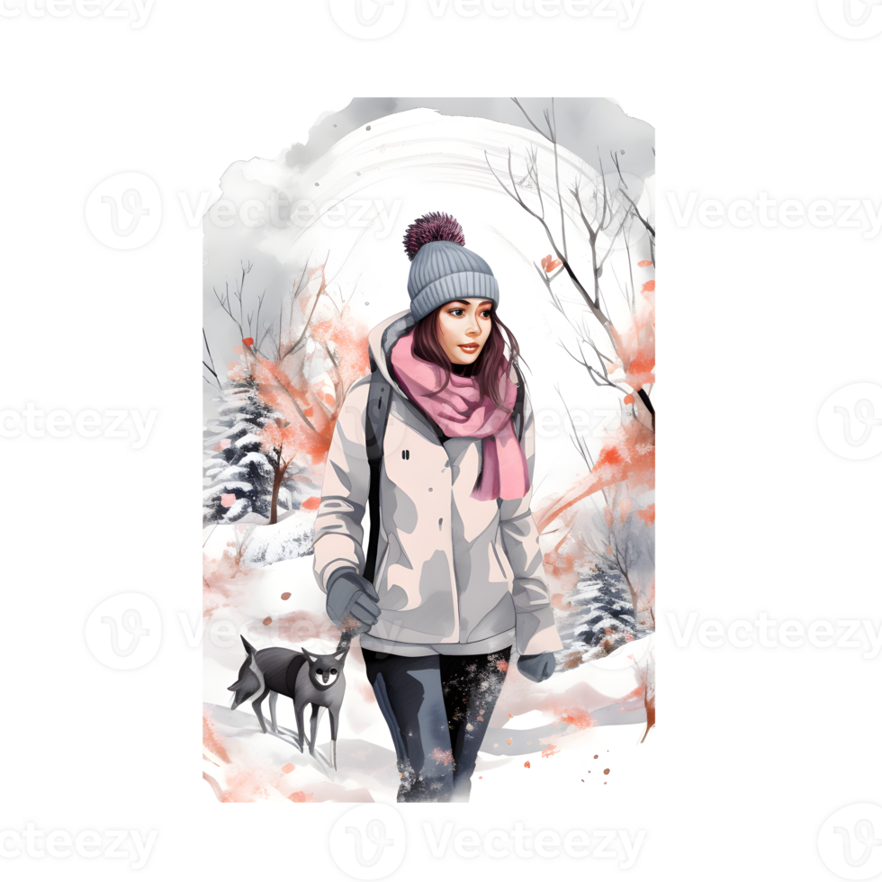 winter t-shirt design, women, trending design, book cover ,posters and other uses , isolated. png