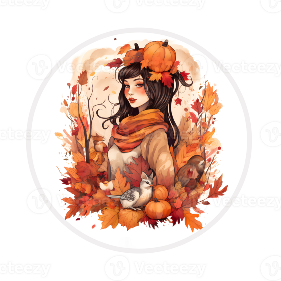 Autumn women t-shirt design, book cover ,posters and other uses, . . png