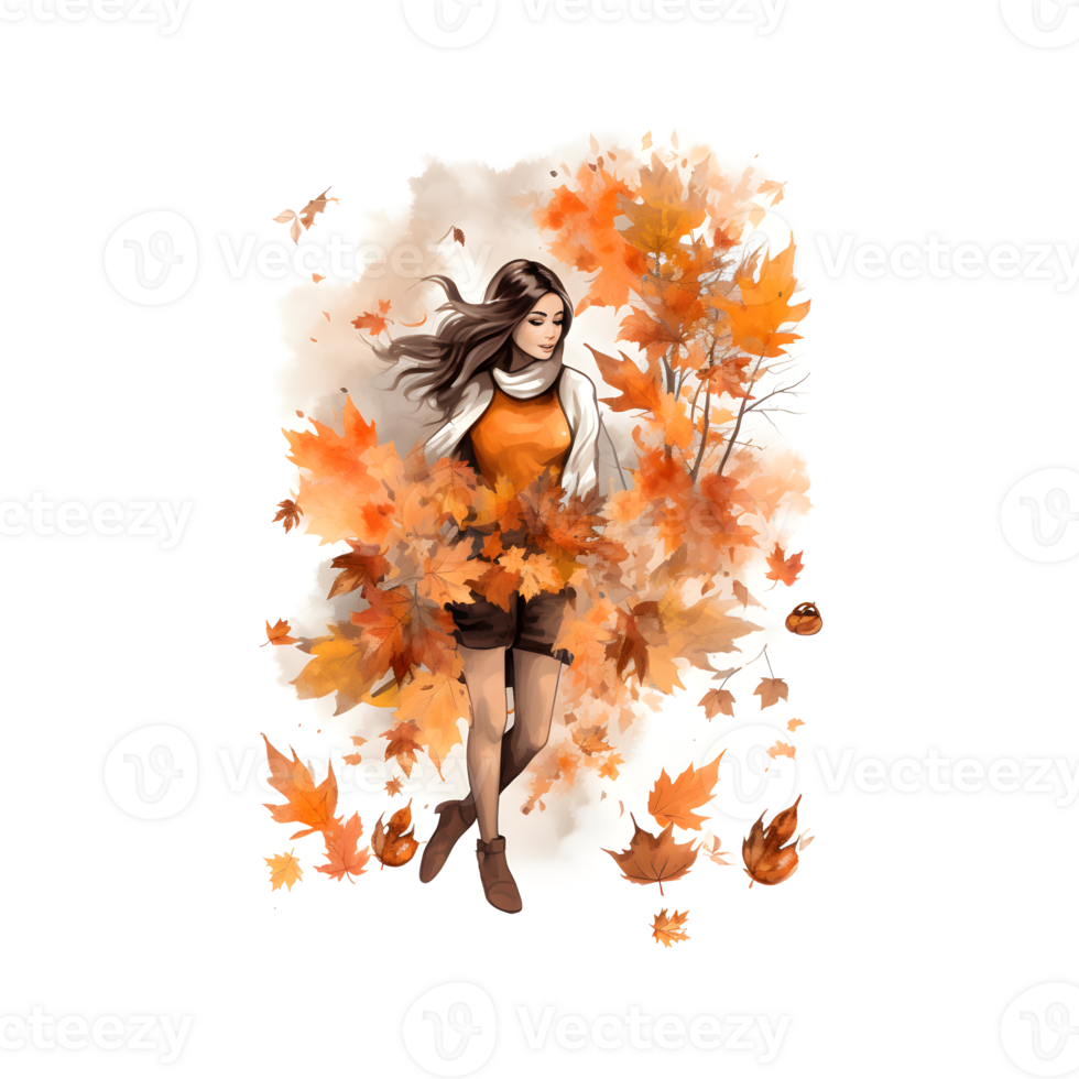 Autumn women t-shirt design, book cover ,posters and other uses, . . png