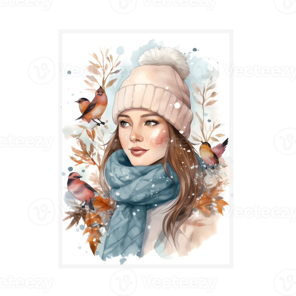 winter t-shirt design, women, trending design, book cover ,posters and other uses , isolated. png