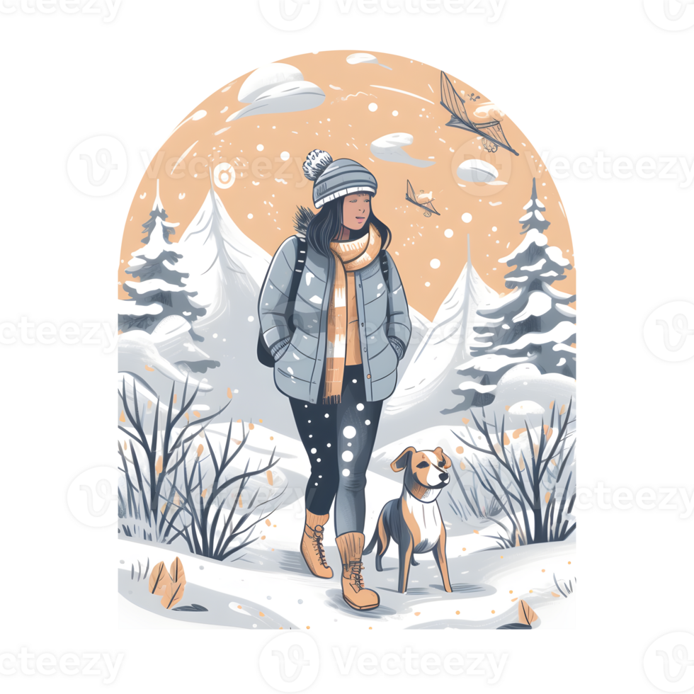 winter t-shirt design, women, trending design, book cover ,posters and other uses , isolated. png