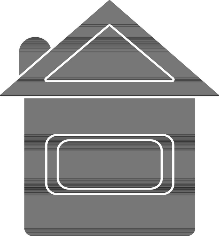 Black and white home in flat style. vector