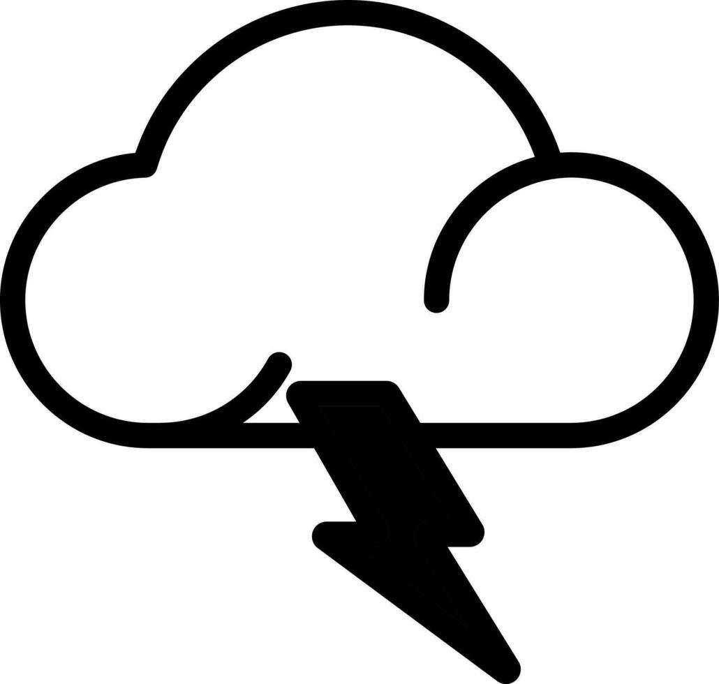 Cloud With Lightning Bolt Icon In black and white Color. vector