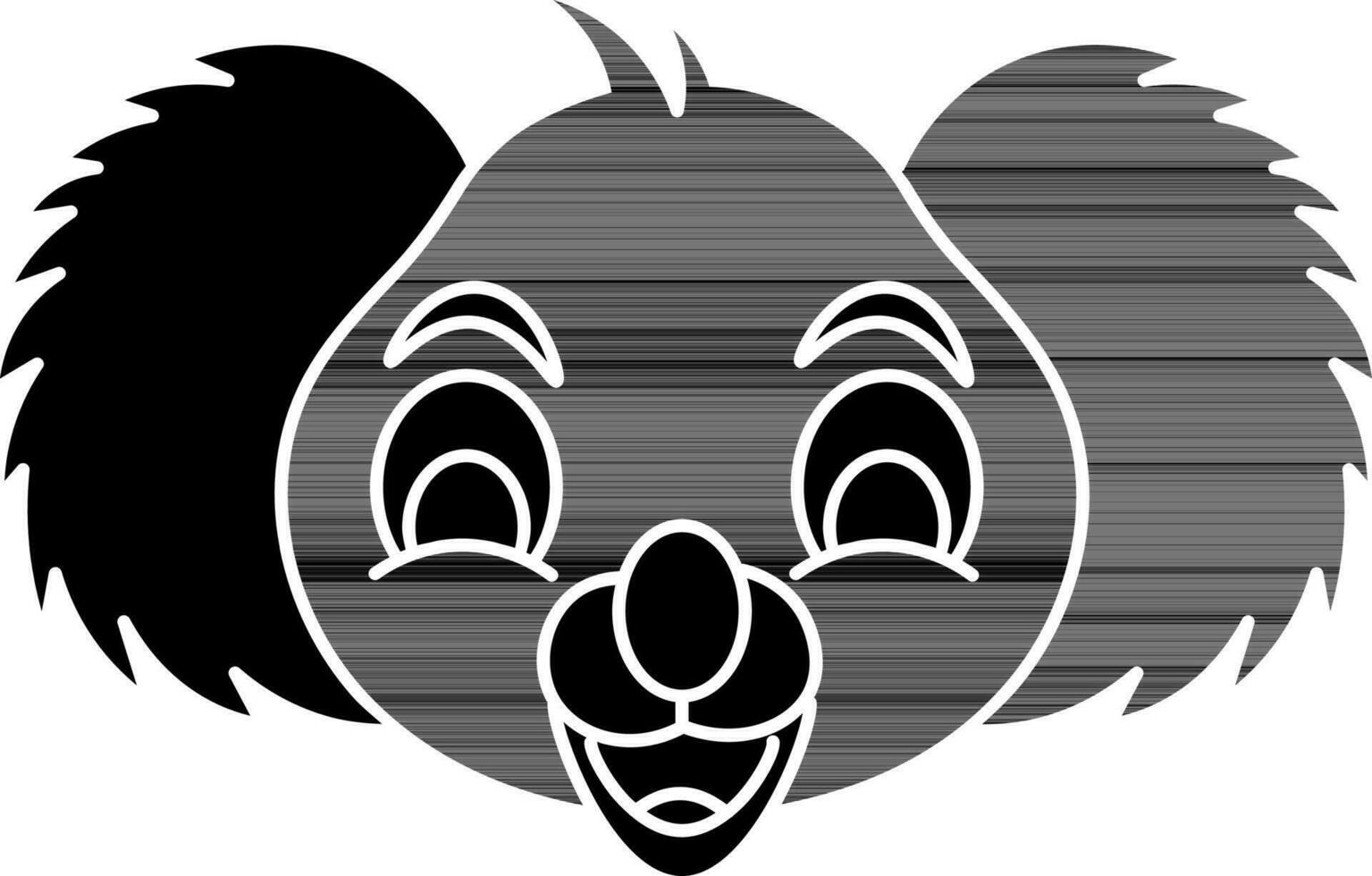 Cartoon Koala Face Icon in black and white Color. vector