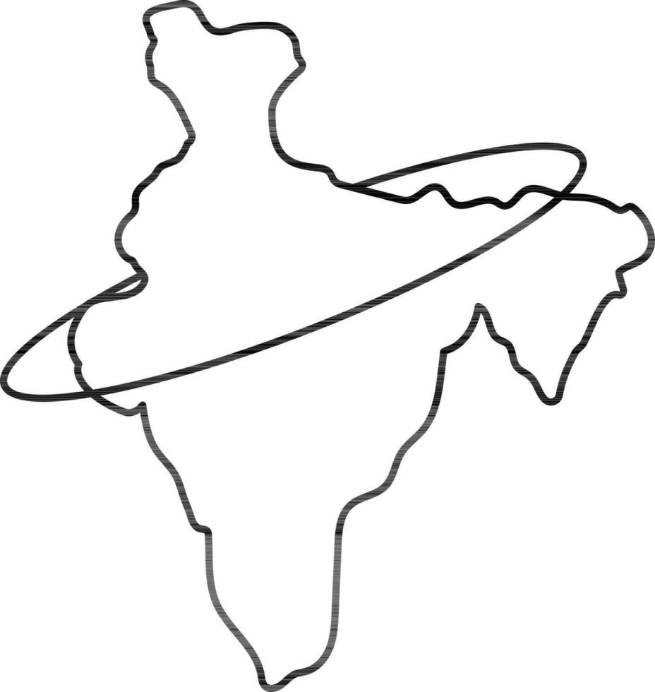 India mapa icono o símbolo en negro línea Arte. vector