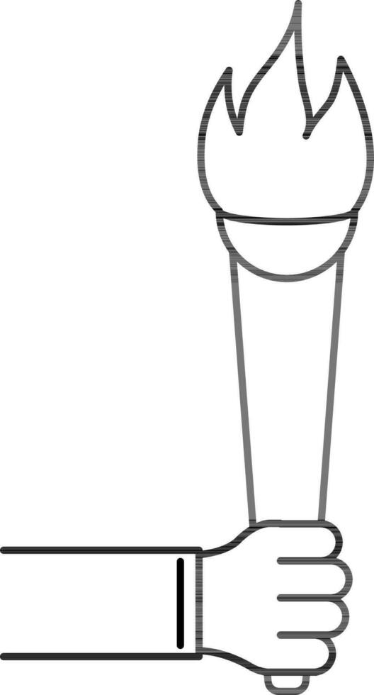 Hand holding flaming torch icon in black line art. 24385813 Vector Art