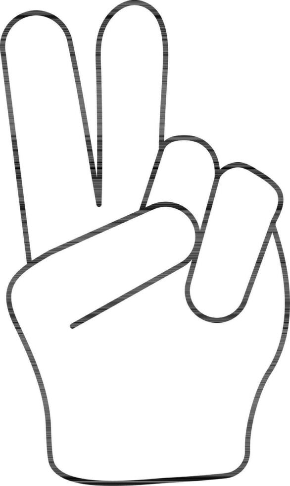 Victory or Peace Hand icon in black line art. vector