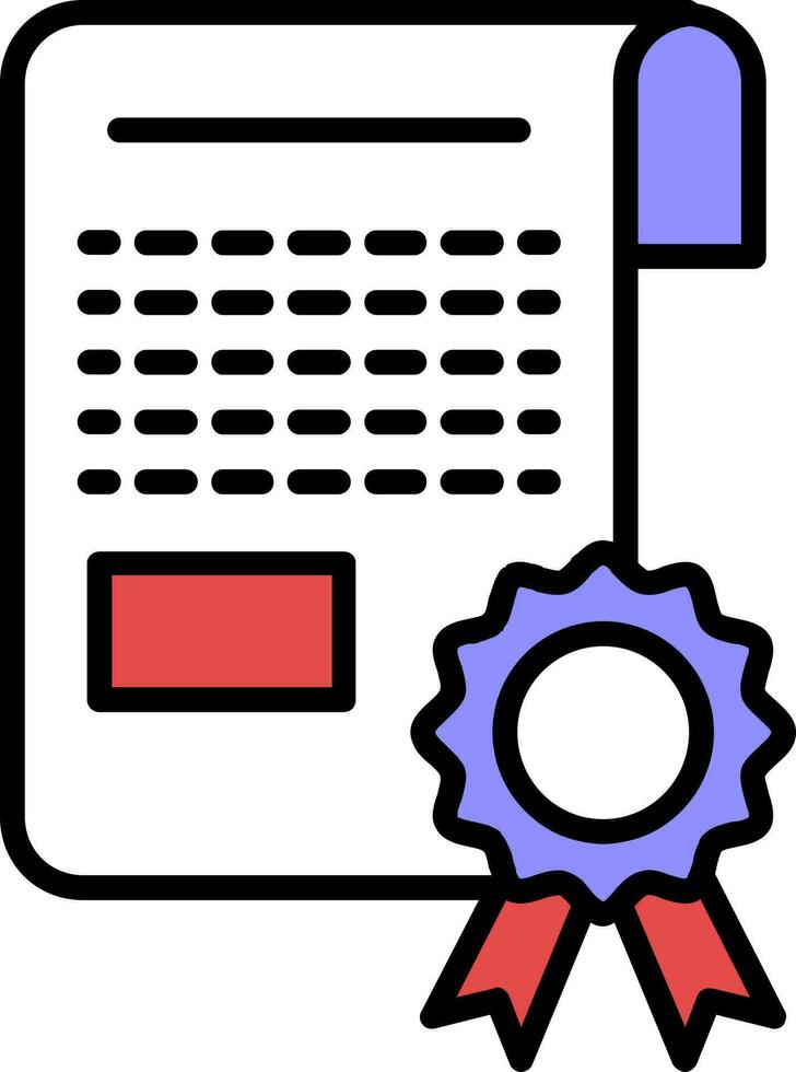 Document Paper with Ribbon Badge icon in flat style. vector