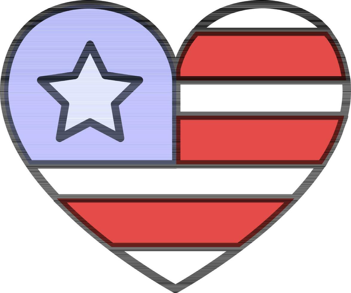 American Flag Heart Shape icon in flat style. vector