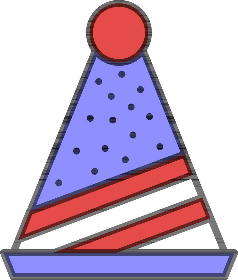 Colorful Party Hat icon in flat style. vector